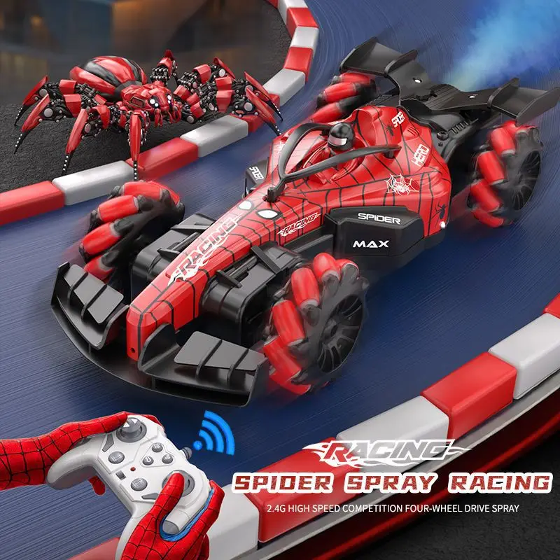 

Blue Double F1 Formula Spider Remote Controlled Racing Car Spray Light Stunt Drifting Racing Car Children's Toys RC Car
