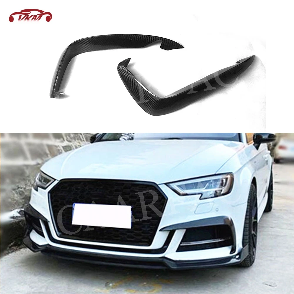 Front Fog Light Lamp Canards Splitter for Audi S3 A3 Sline Sedan 2017-2019 Carbon Fiber Fins Trim Decoration Car Accessories