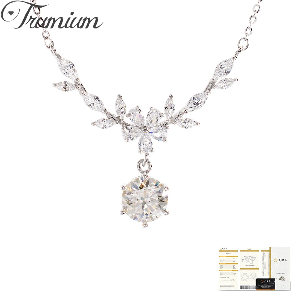 Trumium 1CT D Color Moissanite Necklace For Women S925 Silver Sparkling Lab Diamond Wheat Shape Pendant Neck Chain Fine Jewelry