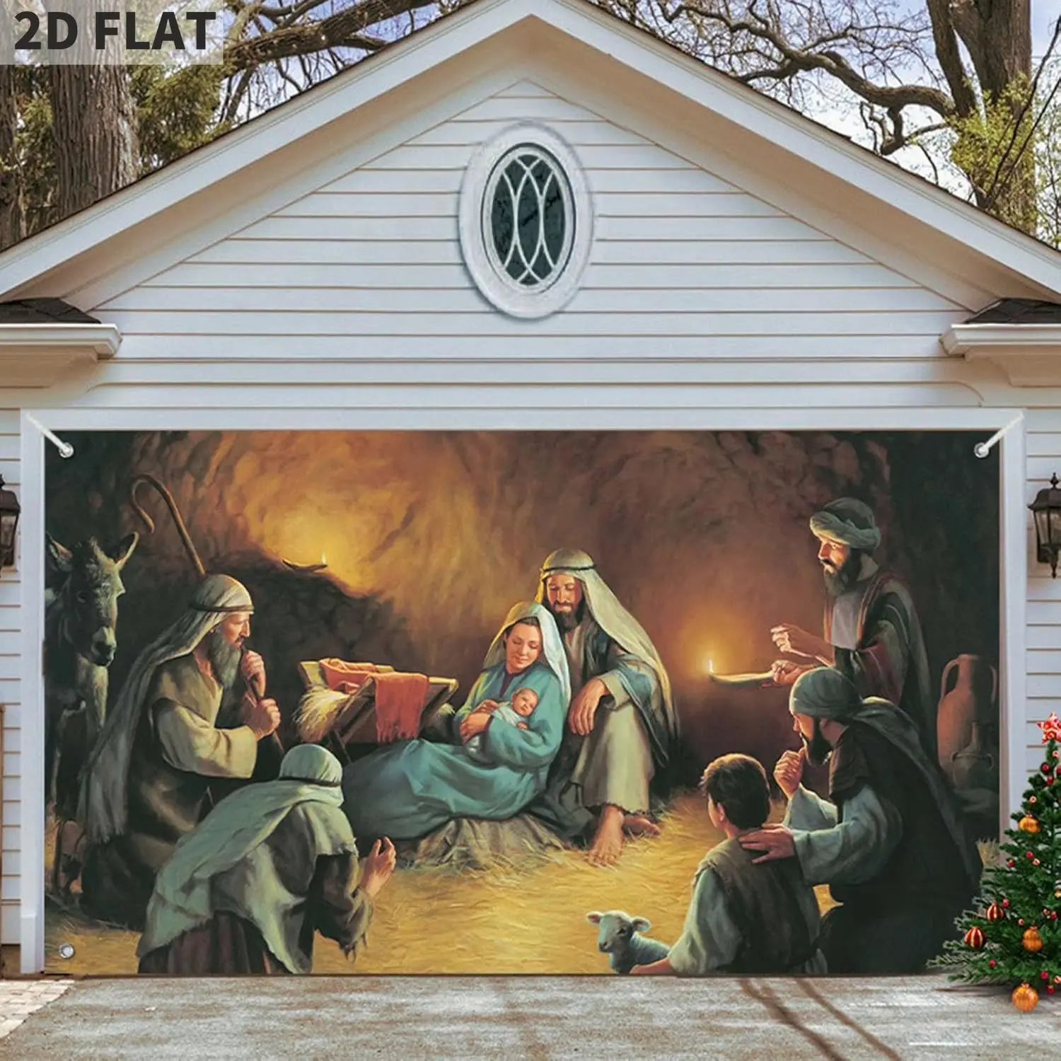 

Christmas Garage Door Decorations Nativity Door Cover Xmas Garage Banner Backdrop for Holiday Party Wall Window Yard, 6 x 13 ft