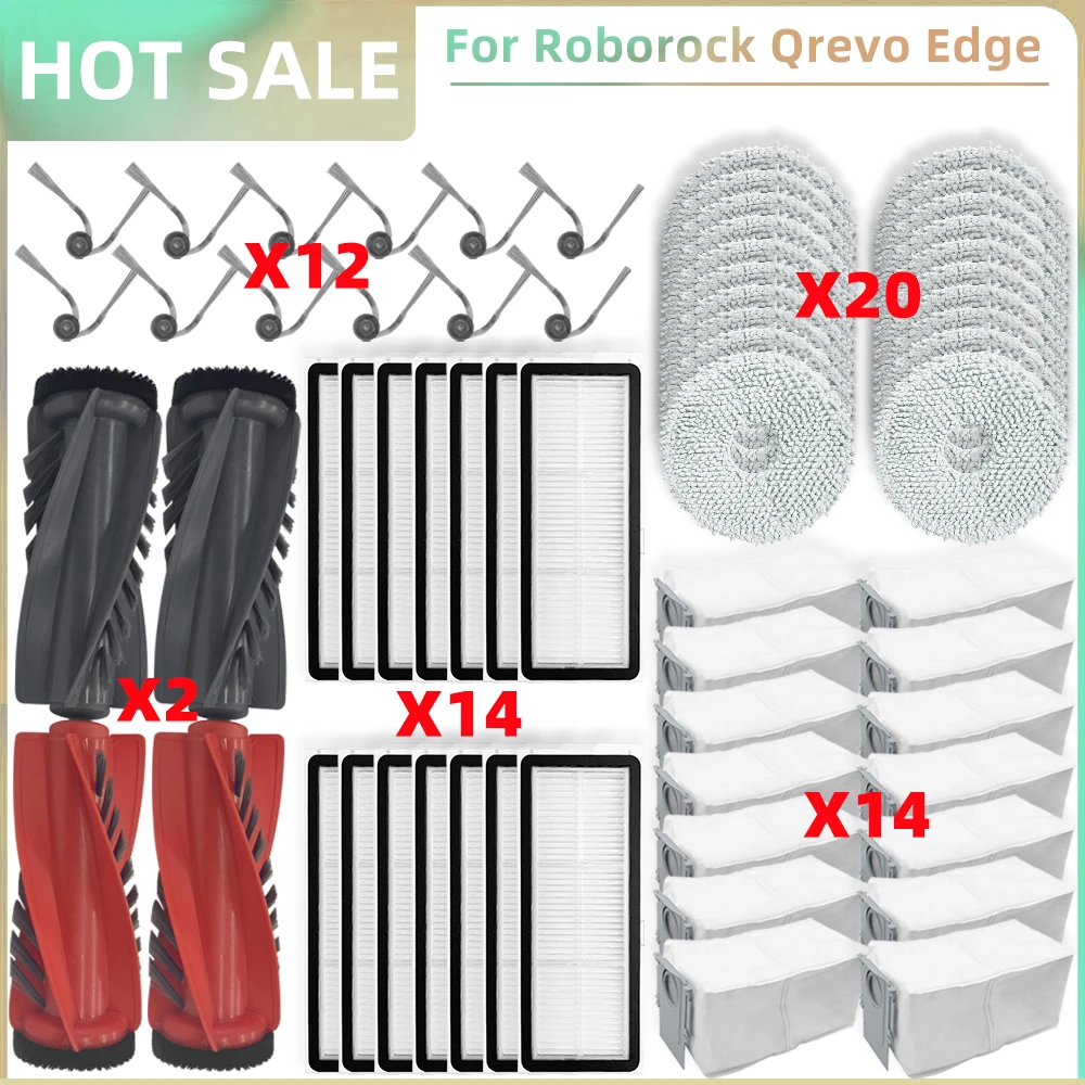 Fit For ( Roborock Qrevo Edge / Qrevo Curv ) Vacuum Parts Main Roller Side Brush Hepa Filter Mop Cloth Dust Bag