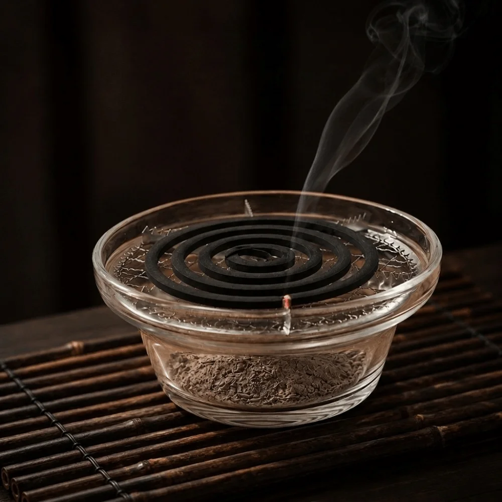 Minimalist Transparent Glass Incense Burner with Filter Screen Anti Dust Incense Holder Round Mosquito Coils Tray Office