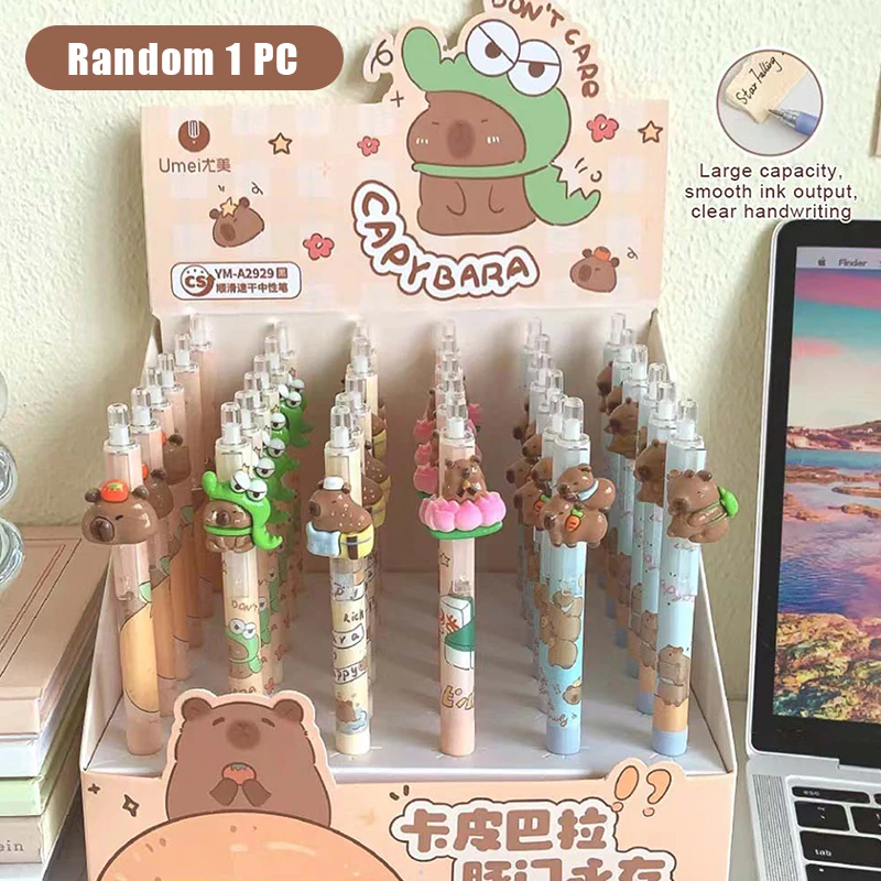 Kawaii dos desenhos animados capivara gel caneta escola material de escritório estudantes papelaria presente bonito moda remendo pressionando canetas neutras