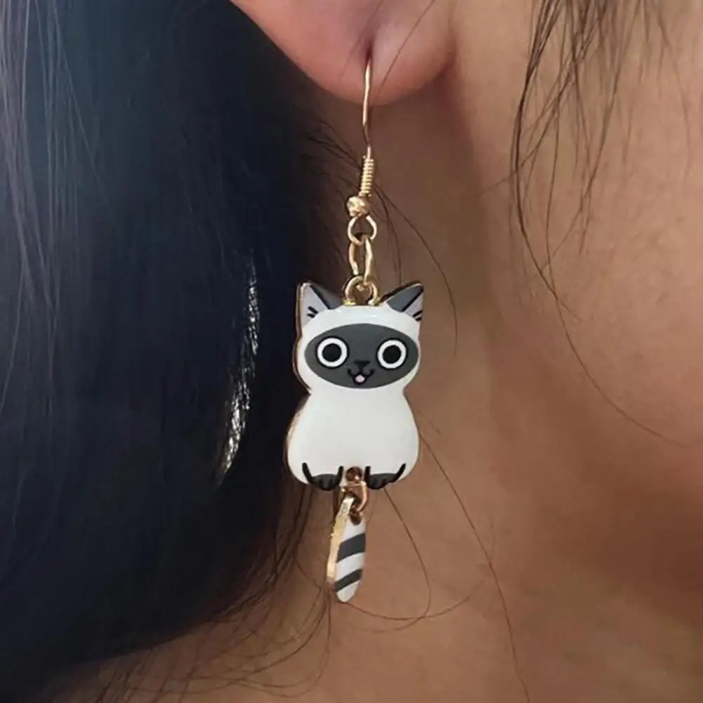 Hook Earrings Cat Lover's Delight 3 Pairs of Cute Cartoon Cat Dangle Earrings for Daily Wear Parties Women's Animal Theme