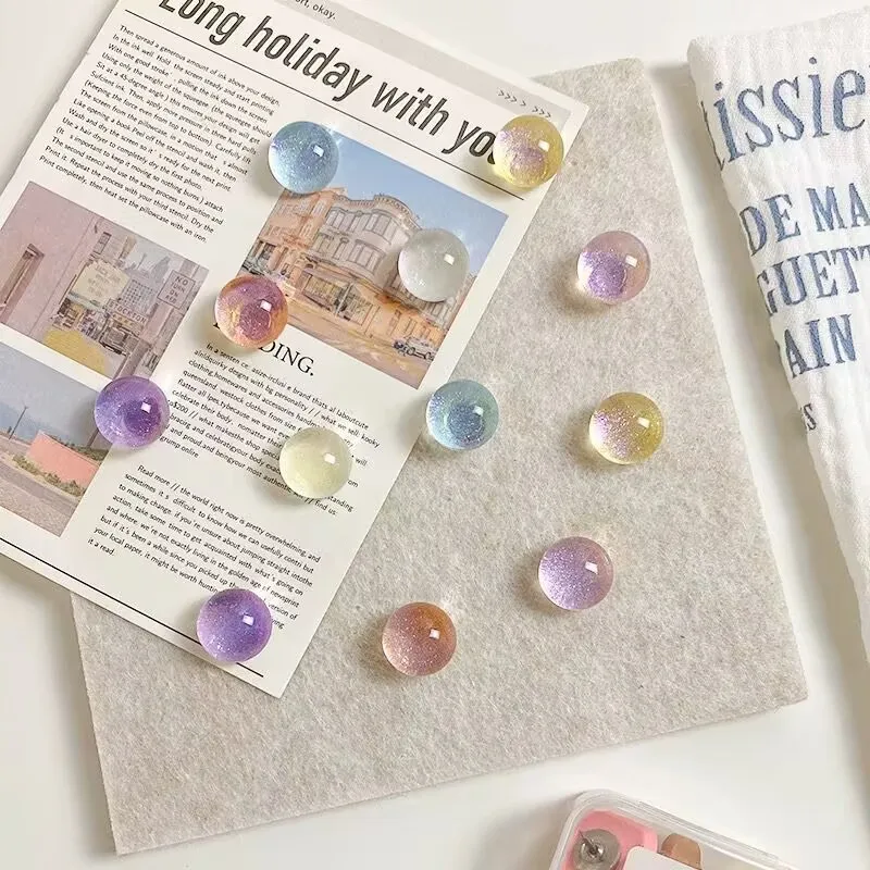 

10pcs/set Glitter Semi-Circle Push Pins Transparent Clear Sparkling Thumb Tacks for Photo Wall Decorative Cork Board Pins