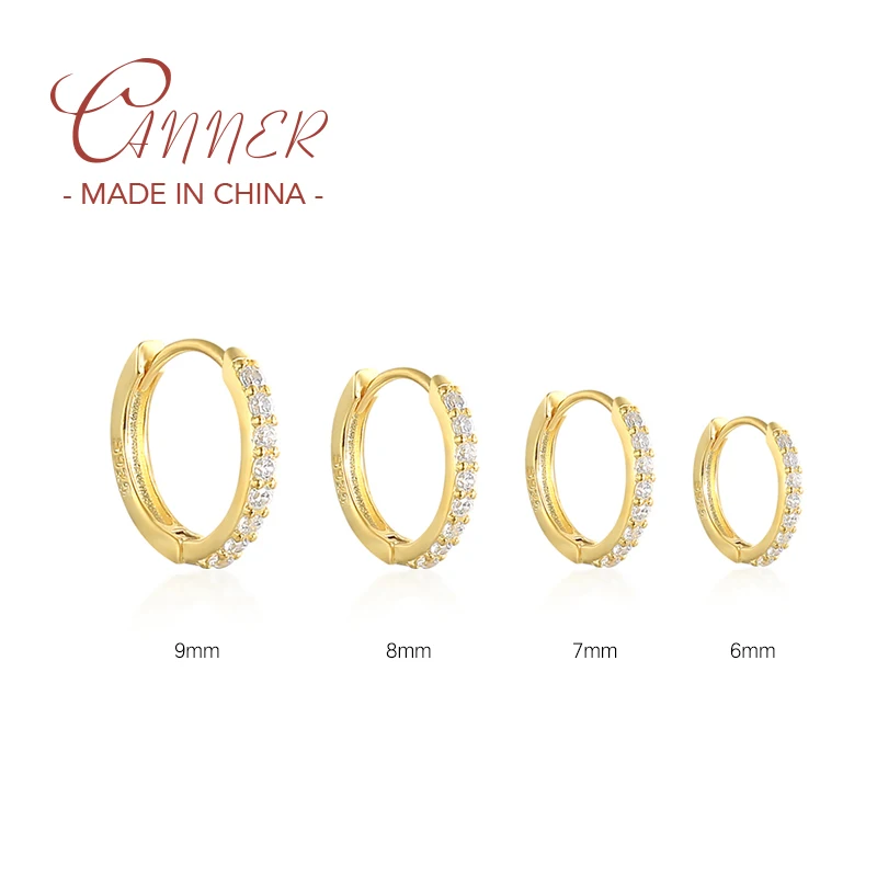 6/7/8/9 MM Kolczyki z chrząstki 925 Sterling Silver Bling CZ Huggie Hoop Kolczyk dla kobiet Piercing Buckle Biżuteria ślubna