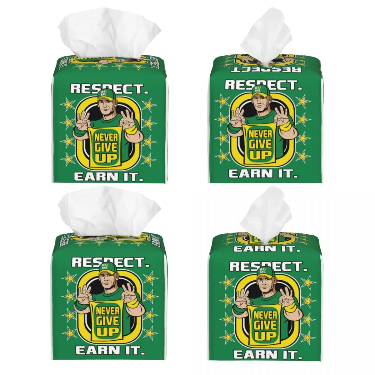 WWE John Cena PU جلد غطاء صندوق مناديل الوجه ، مربع ، لا يستسلم أبدًا ، مخصص ، المنزل ، السيارة