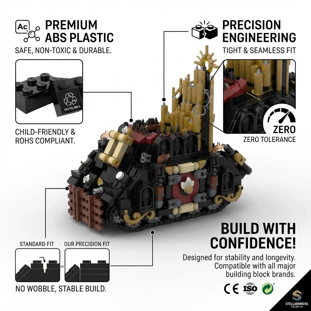 MOC Sci-Fi Gothic Organ Missile Tank Space War Cathedral Vehicle Small Particles DIY Assembly Model Hobbyist Gift
