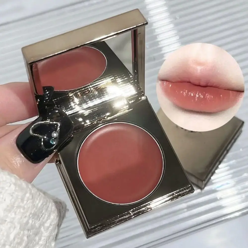 

Women Makeup Long-lasting Multi-purpose Blusher Cream Universal with Mirror Matte Lipstick Monochrome Rouge Gift