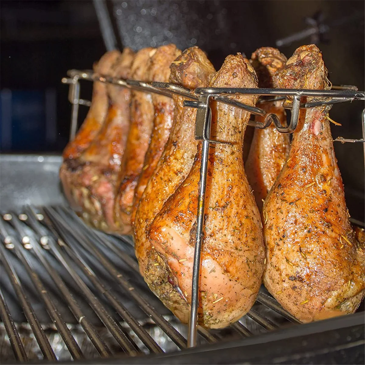 

BABZ Stainless Steel Roasting Stand,Rib Rack Holds Ribs for Grilling Barbecuing & Smoking - BBQ Rib Rack for Gas Smoker C