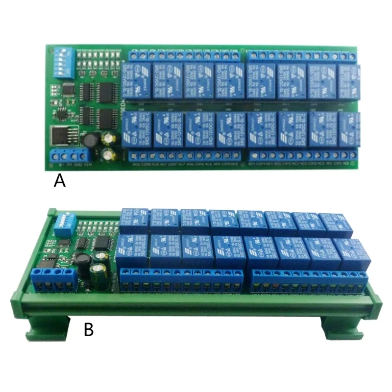 16 Channel Relays Module DC12V MODBUS RTU RS485 Relays Module Board PLC Controller Serial Port Switch Standby Current F19E