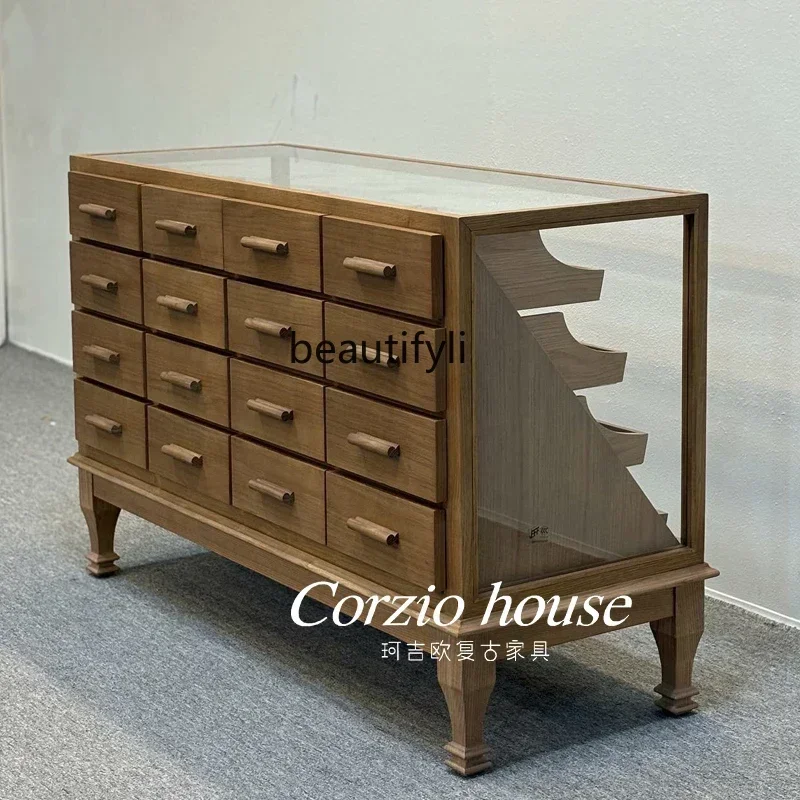 TTT Italian decorative chest ladder household solid wood multi-functional drawer display bedroom storage cabinet
