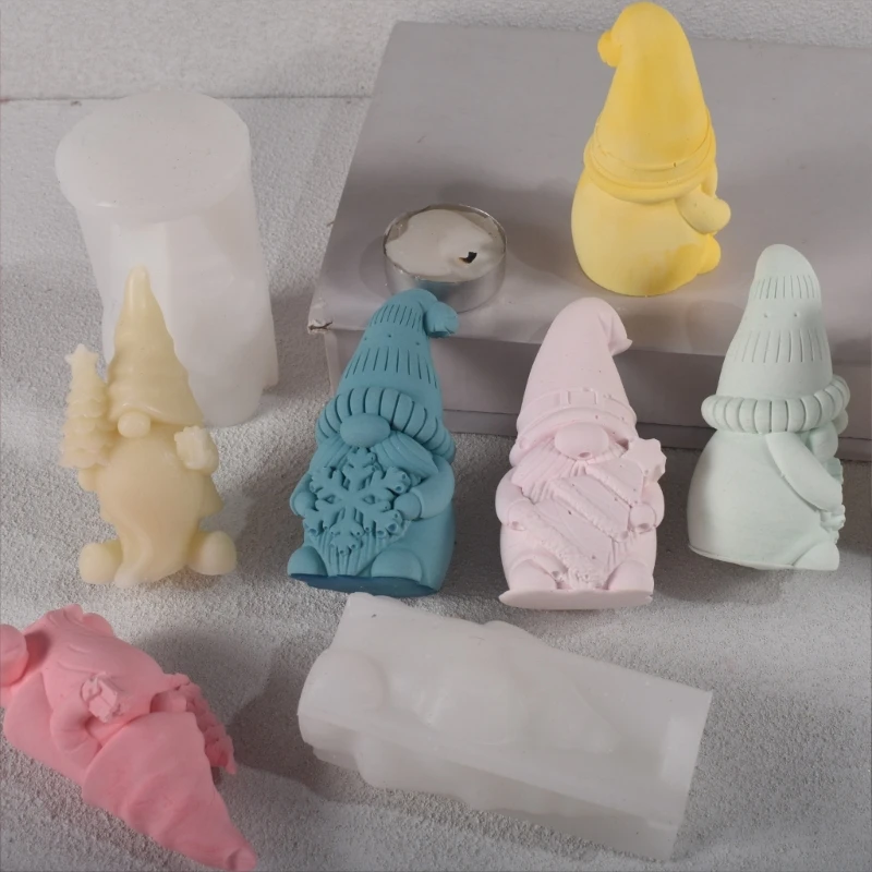 Beard Dwarf Christmas Tree Candle Moulds Hold Snowflake Santa Claus Gypsum Soap Silicone Molds Human Chocolate Gift Party Decor