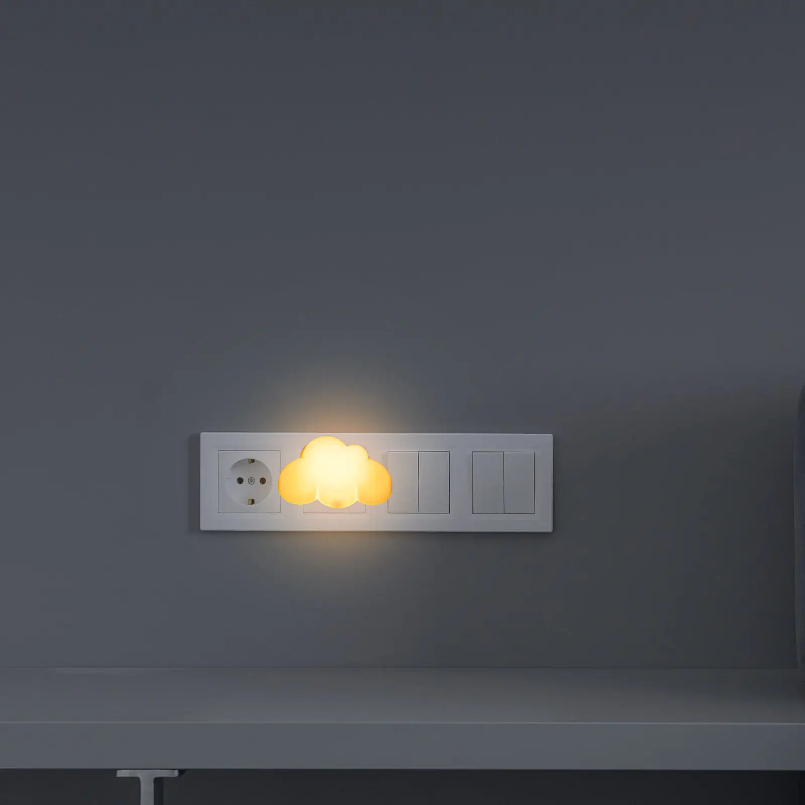

2Pcs Light- Night Lights Cute LED Bedroom Night Lamp Decorative Small Wall Nightlight for Bathroom Kids Room