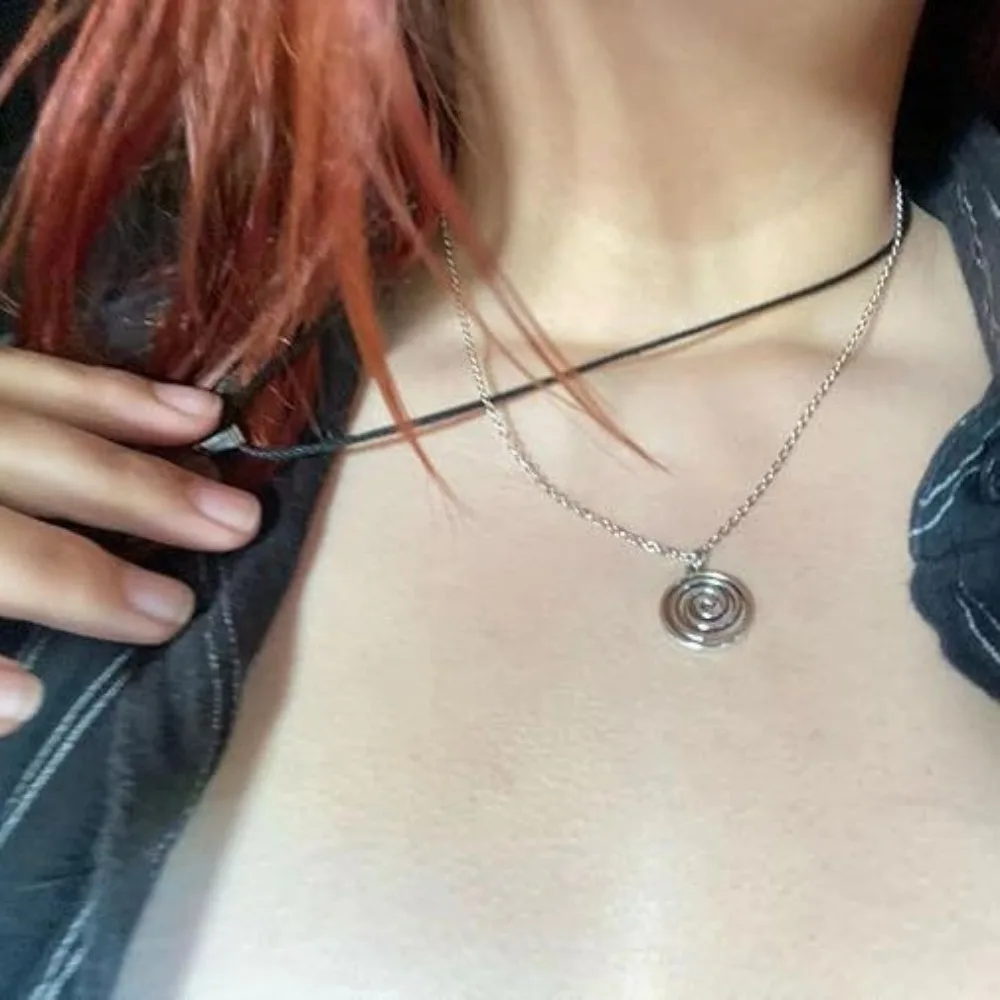 Gothic Punk Natural Star-shaped Stone Vortex Pendant Necklace Set for Women Men Y2k Beach Collarbone Chain Stacked Jewelry Gifts