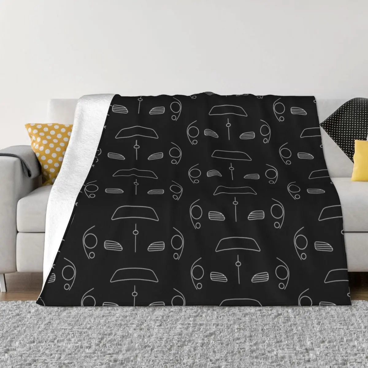 Karmann Ghia outline graphic (white) Throw Blanket Winter beds for winter Furry Blankets