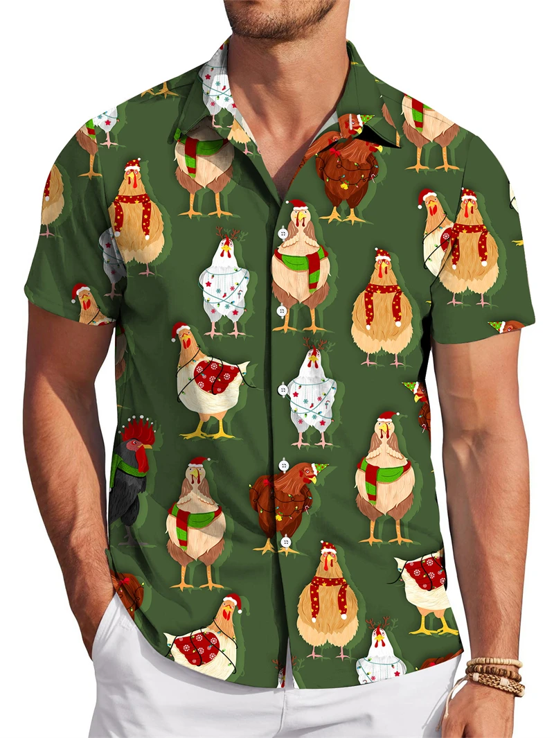 

Рубашки для пляжного отдыха с Рождеством и Санта-Клаусом, повседневные рубашки с короткими рукавами и пуговицами с 3D принтом, блузка для мужчин и женщин, рубашка Aloha, рождественский топ