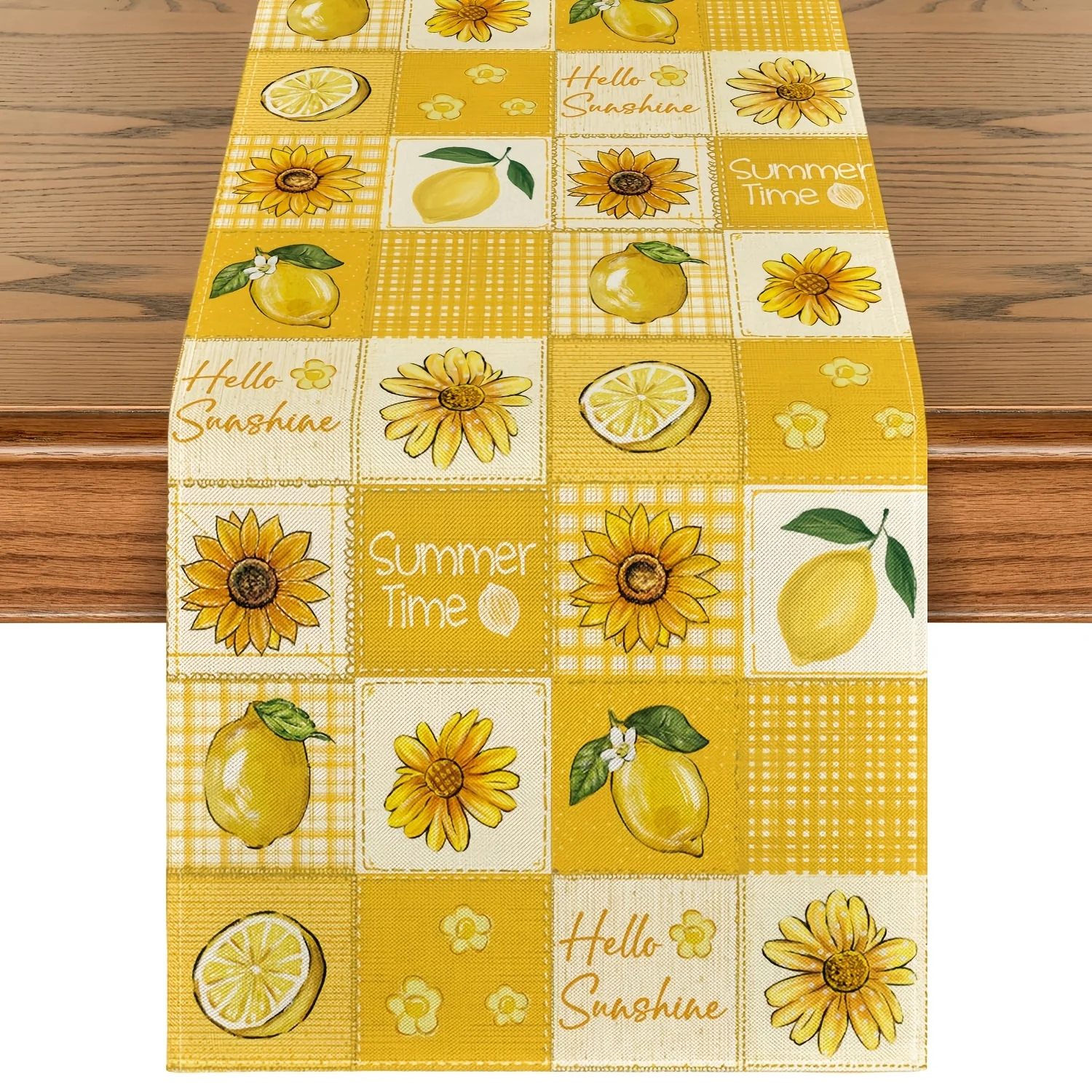 1 Piece Sunflower and Lemon Pattern Table Runner, Suitable for Farmhouse, Indoor, Kitchen, Celebrations, Table Decoration, Restaurant and Banquet Decoration Supplies