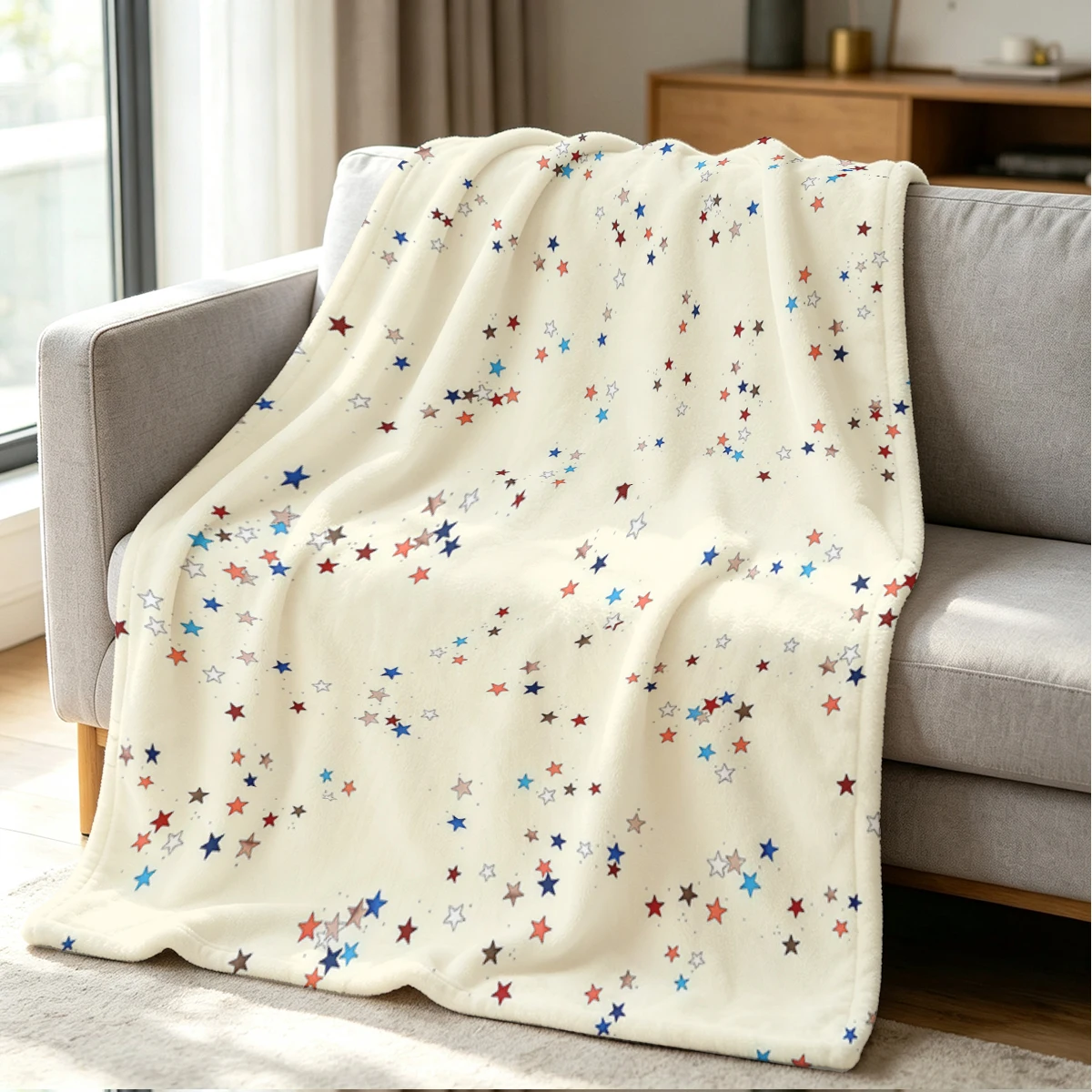 Star Sprinkles Blanket Soft Cozy Throw for Sofa Bed Festive Holiday Decor Gift for Kids and Adults,Lightweight and Warm