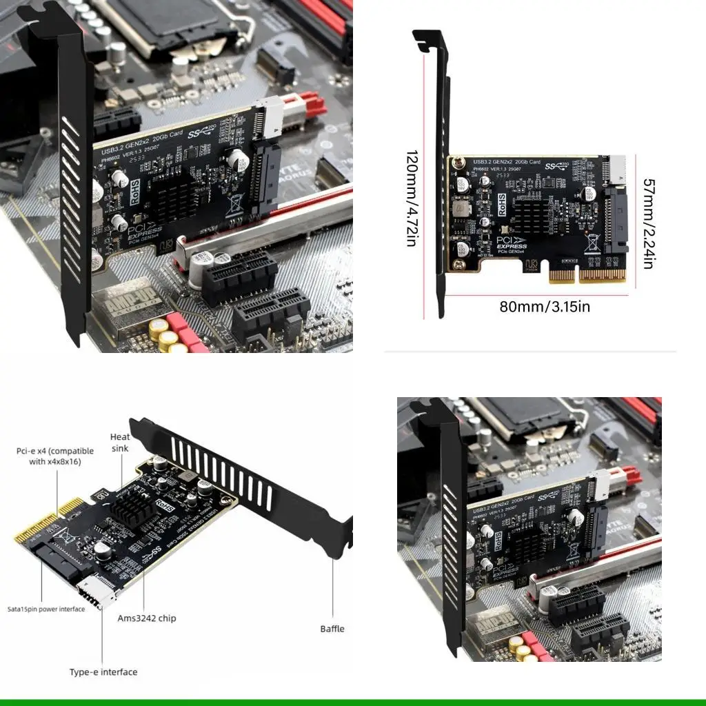 U55C Fast PCIe Expansion Card For Multiple Devices USB 20Gbps Speed Easy Installation