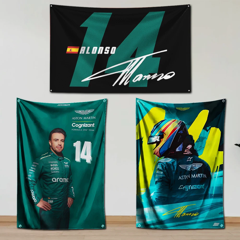 3x5 Ft Racing Astons Martins Flag Polyester Digital Printing Banner for Fernando Alonsos Garage Wall Art Out Door Decoration