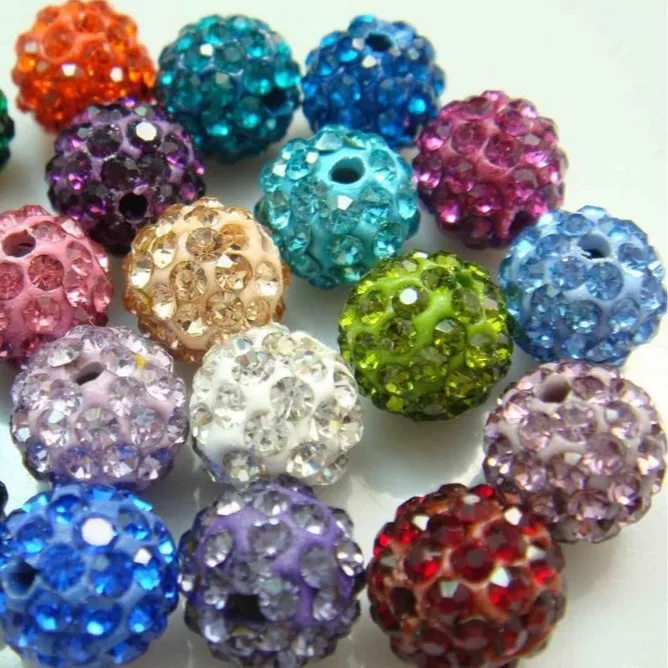 4-12mm 50pcs Rhinestone Crystal Clay Beads Soft Micro Pave CZ Spacer Beads For Jewelry Making Diy Bracelets Necklaces