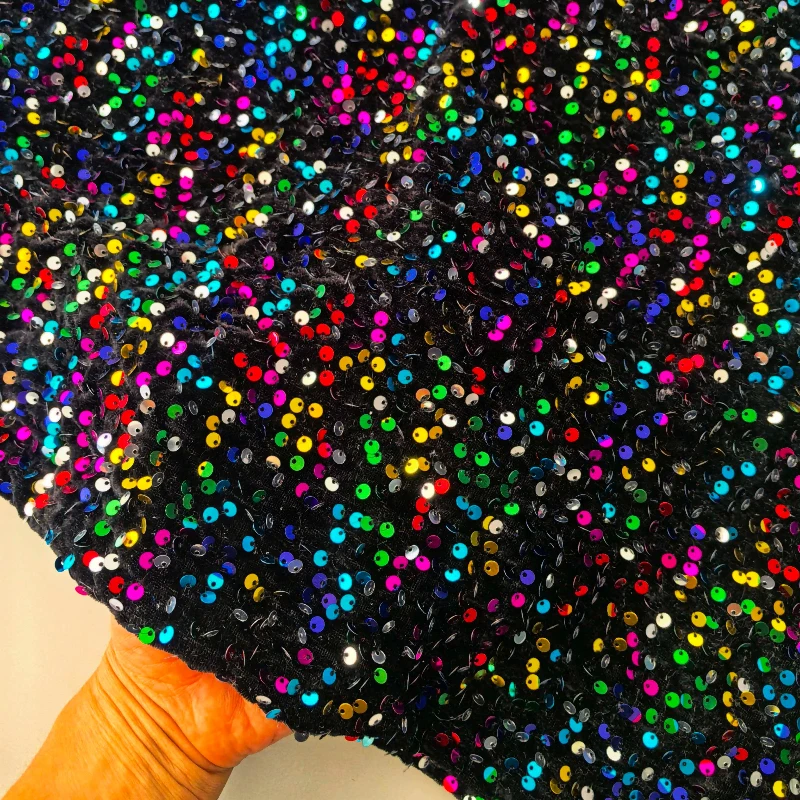 5yards Elastic and Shiny 5mm Flannel Sequined Embroidered Fabric DIY Stage Clothes Dresses Designer Women's Shoes 340g/yard