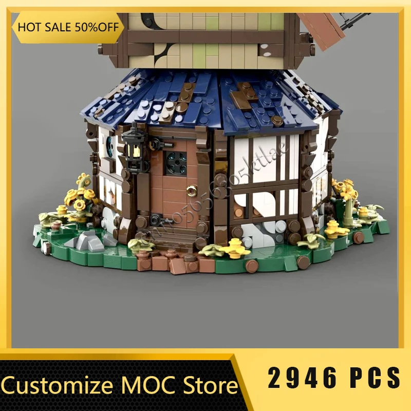 2946 ELEMENTÓW Popularny MOC Wiatrak Średniowieczny Fantasy Modułowy Zestaw Klocków DIY Zabawki do Składania dla Dzieci Prezent na Festiwal Niespodzianka