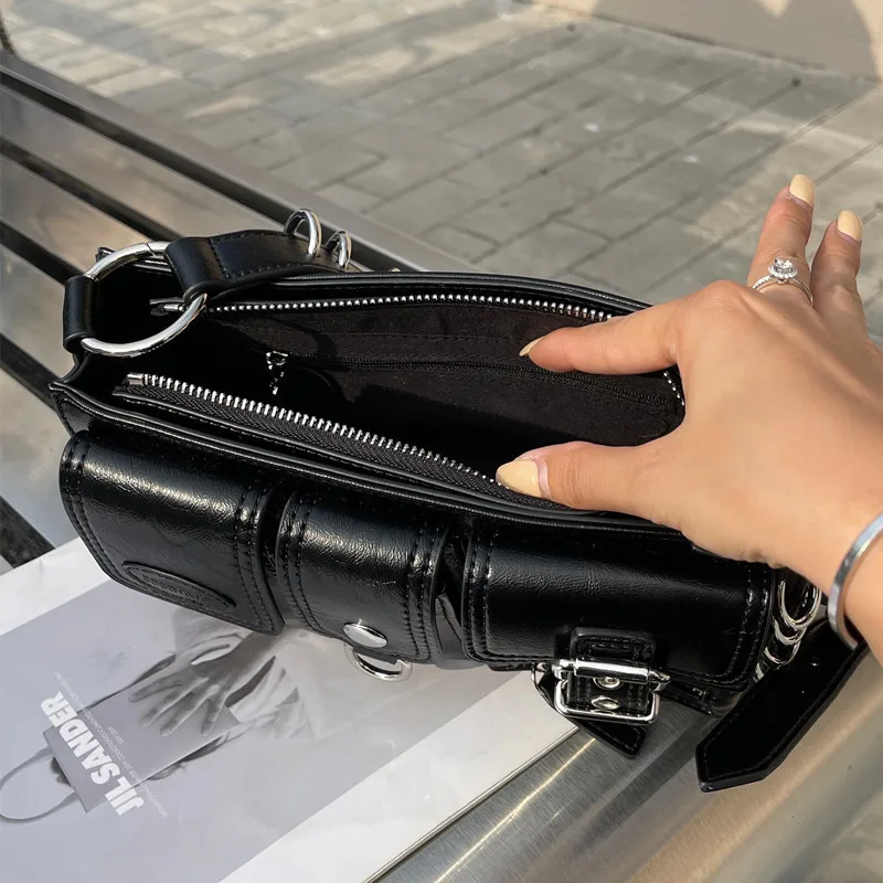 Moto & Biker Messenger Y2k Bags For Women Luxury Designer Handbags And Purses 2024 New In PU Leather Square Shoulder Crossbody