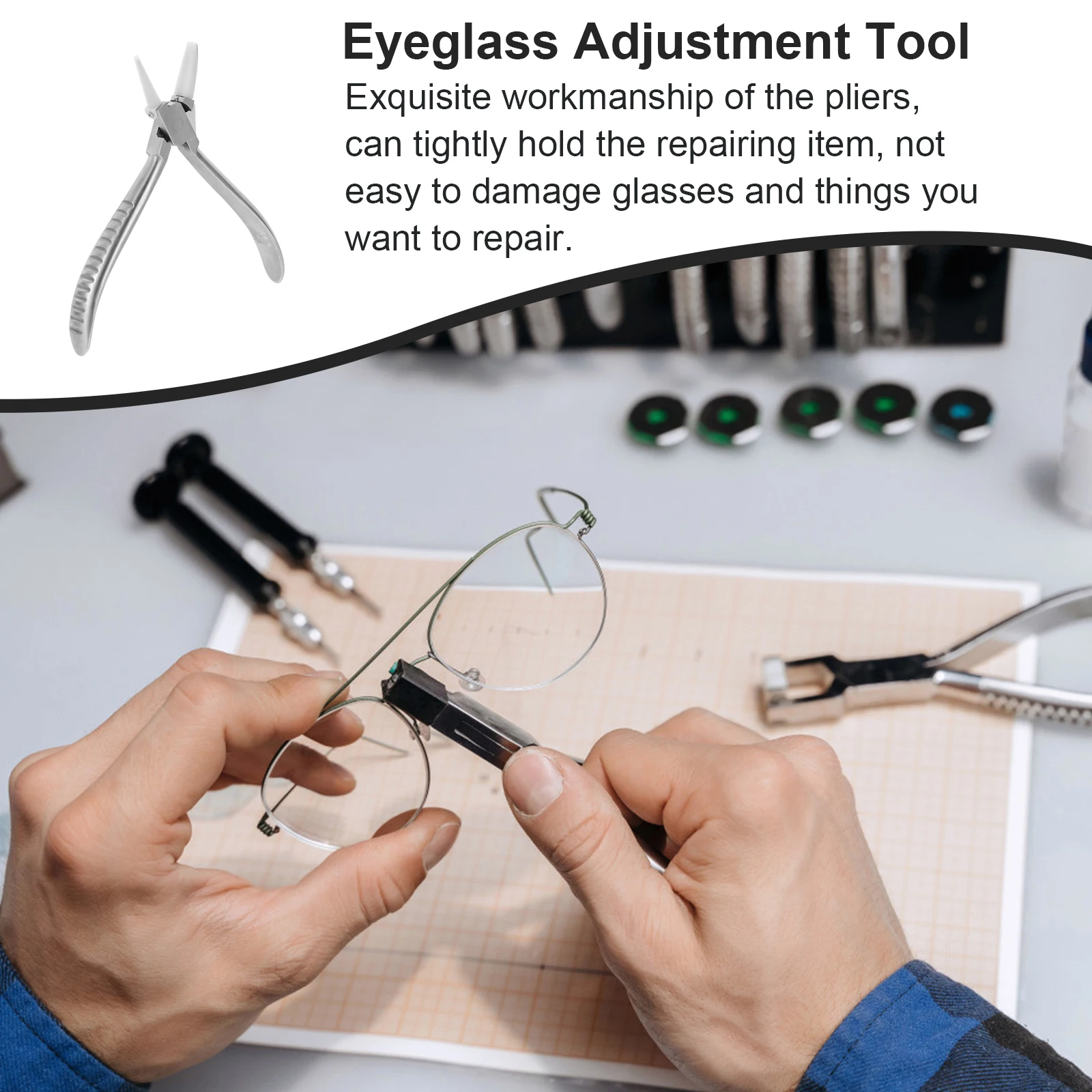 

Eyeglass Frame Pliers Steel Repair Tool Silver Home Accessory Multi Functional Adjusting Clamp For Glasses Leg Repair Jewelry