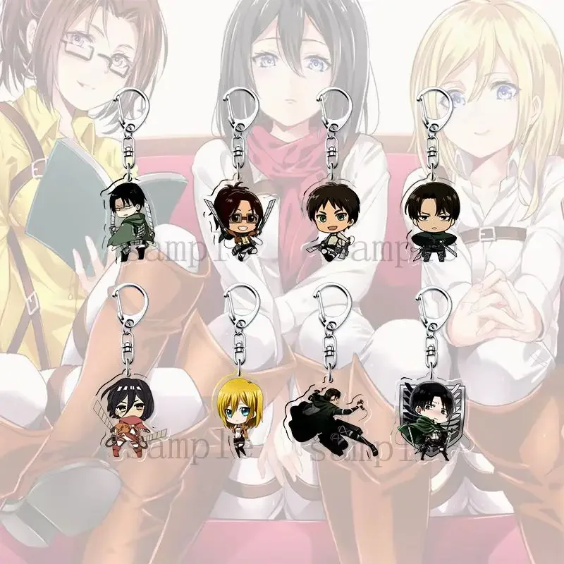 Attack on Titan Anime Eren Yeager Acrylic Keychain Levi Ackerman Acrylic key ring  Bag Pendant Jewelry