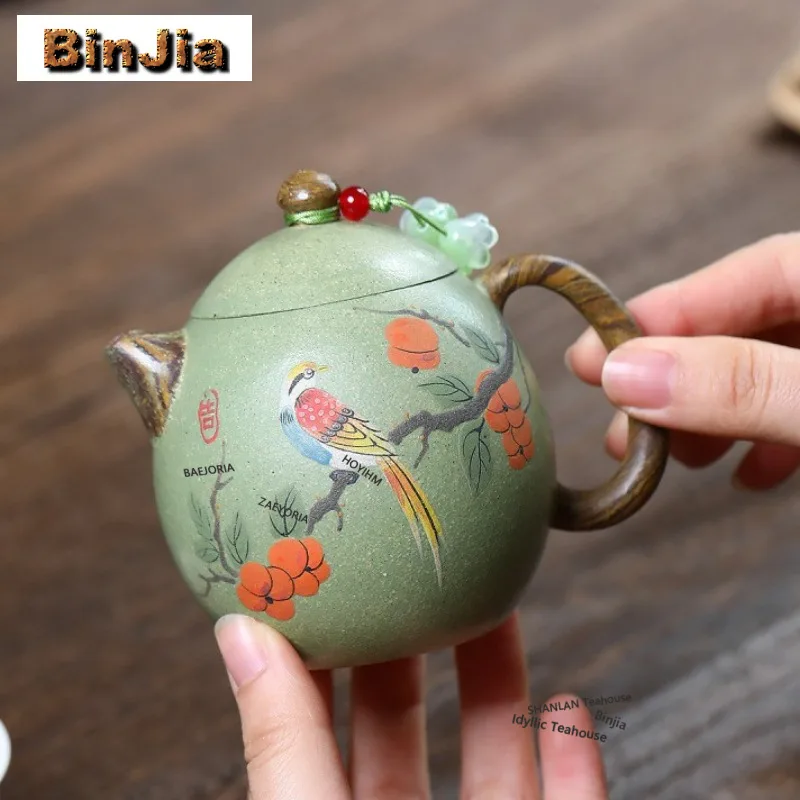 

190ml Antique Yixing Purple Clay Teapots Master Handmade Dragon Egg Pot Raw Ore Bean Green Mud Kettle Zisha Tea Set Collection