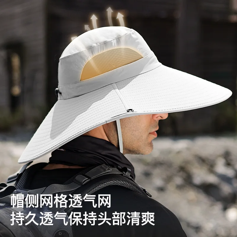 [REXCHI] Men's hiking cap,Mountaineering Sun-proof Breathable Sweatwicking Large brimmed Outdoor camping fishing cap