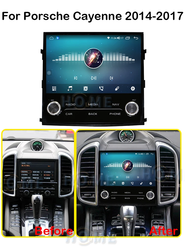 Android 14 Car Multimedia Radio for Porsche Cayenne 2011-2017 GPS Navigation CD Player Wireless Carplayv Auto Central Control