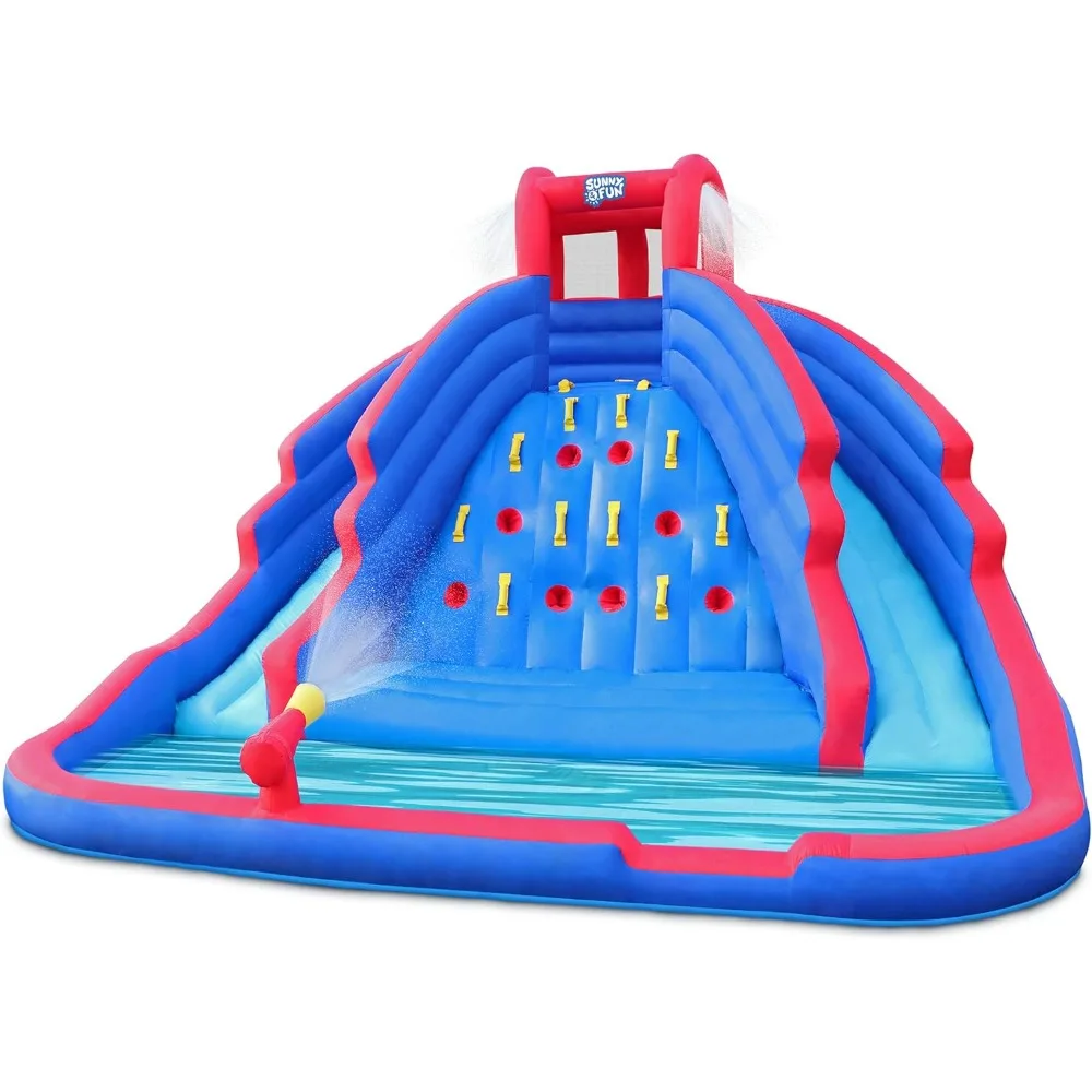 

ark – Heavy-Duty for Outdoor Fun - Climbing Wall, Two Slides & Splash Pool – Easy to Set Up & Inflate with Included Air Pump & C