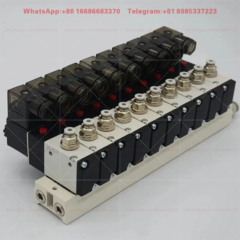 3V210-08 3 Port 2 Position Solenoid Valve Multi-way Manifold Station DC12V 24V AC220V Pneumatic Valve With Fittings