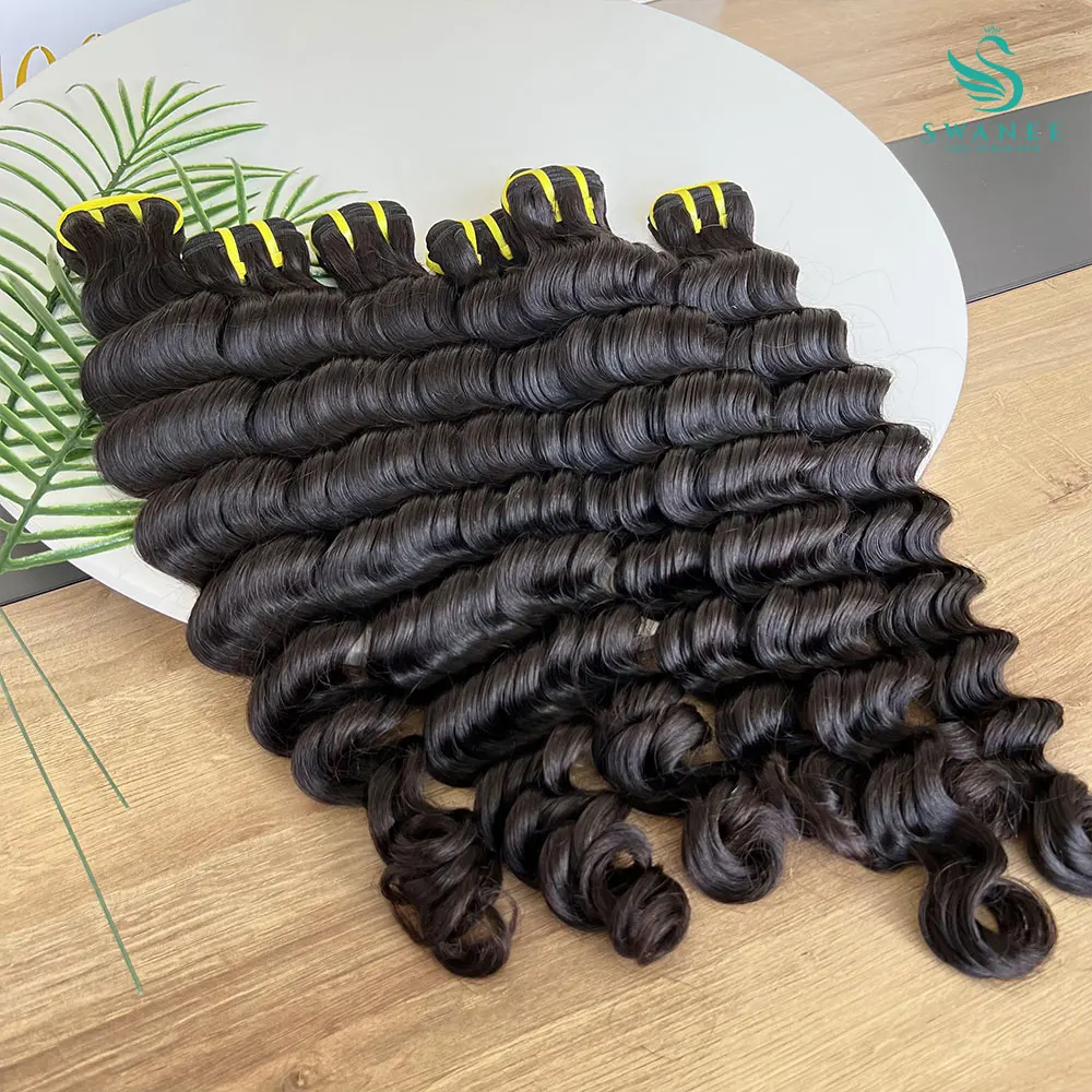 سواني 12A موجة عميقة حزم الشعر البشري الخام للنساء النسيج 26 28 30 بوصة عذراء وصلات شعر موجة عميقة الشعر 1/3 قطعة