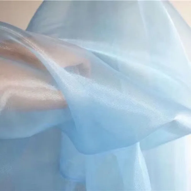 Pearl Transparent Semi-Stiff Crystal Organza Fabric Designer Wedding Decor Photography Stage Backdrop Drapes Material Fabric