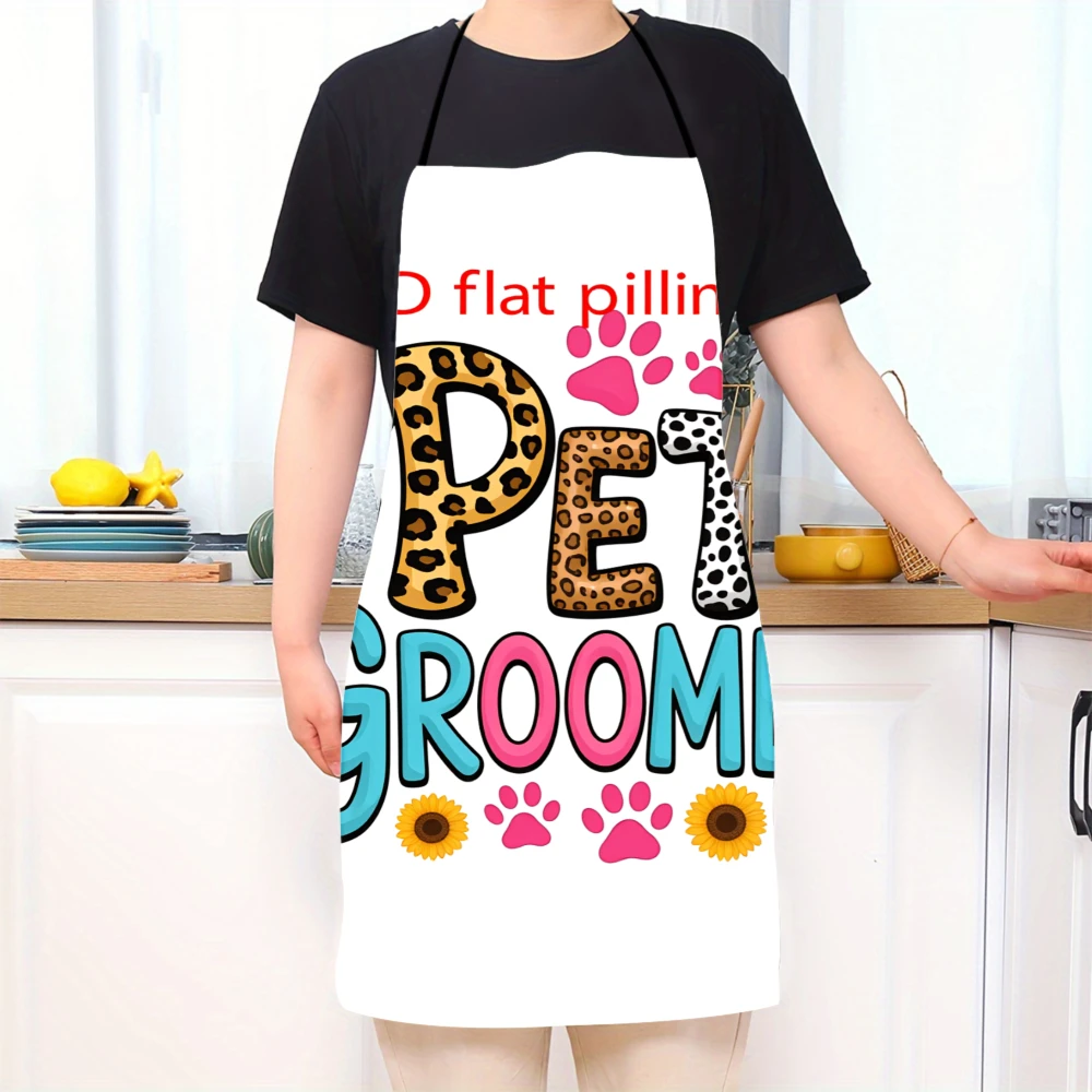 Pet Groomer Apron With Leopard Print And Paw Prints Design For Dog And Cat Care Professionals