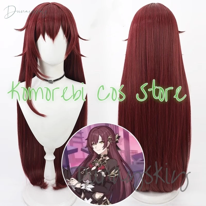 Honkai Impact 3 Eden Cosplay Wig 90cm Long Burgundy Red Heat Resistant Synthetic Hair Halloween Party Carnival Role Play