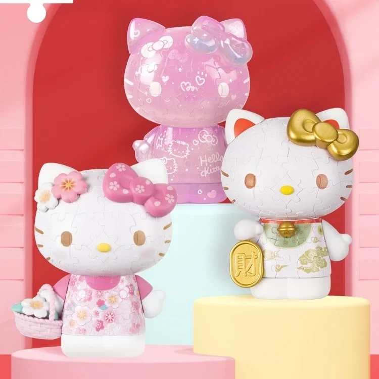 3D-JP Sanrio HelloKitty Series 3D Anime Figures Doll 50th Anniversary Sakura Hellokitty DIY Toys Gift For Girl Desktop Ornaments