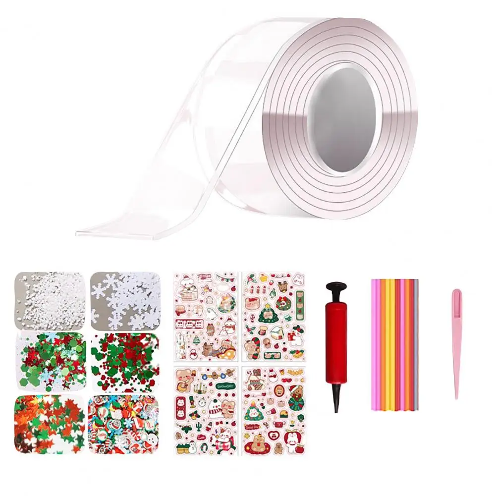 Diy Craft Making Tape Toy 300cm Tape Bubble Toy Set with Straw Charm Sticker Inflator Tweezer Adhesive Fun Diy for Children\'s