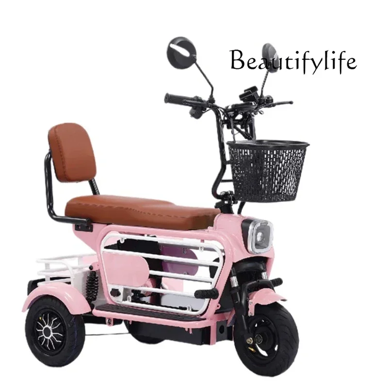 S New Electric Tricycle Household Small Parent-Child Leisure Scooter Foldable and Portable Battery Car