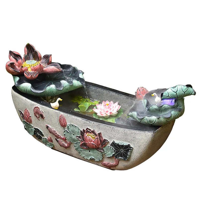 Outdoor finished fish pond landscaping, outdoor fish tank flowing water ornament circulating water courtyard layout