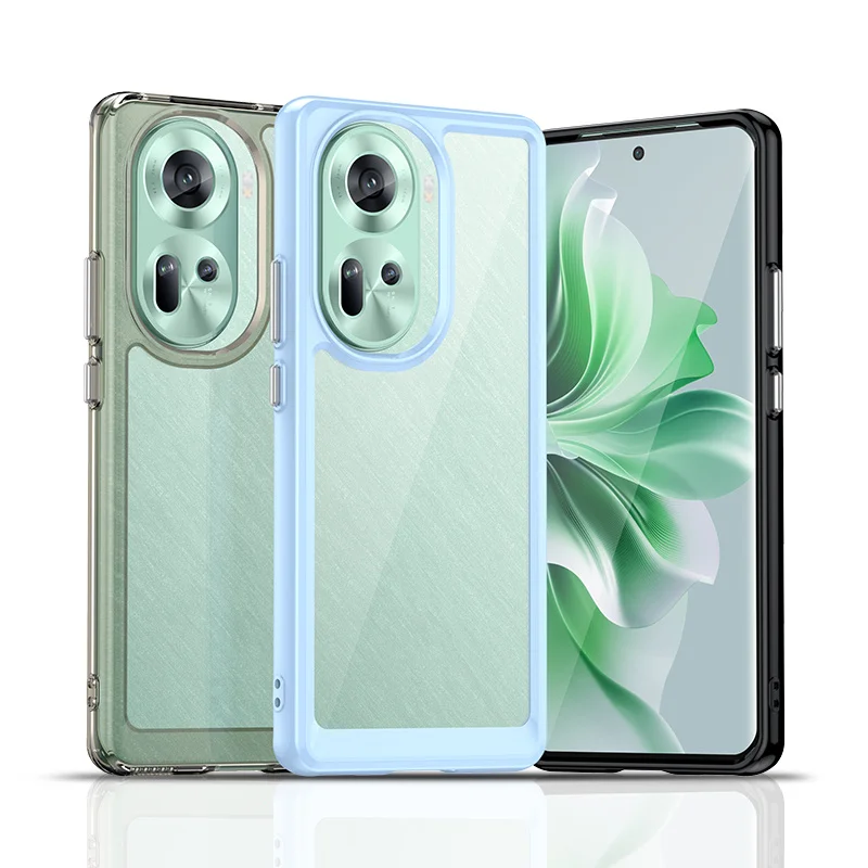 Colorfull Transparent TPU Case for OPPO Reno 12 11 10 Pro+ Plus 5G Protective Cover Shockproof Clear Frame Funda Coque Shell