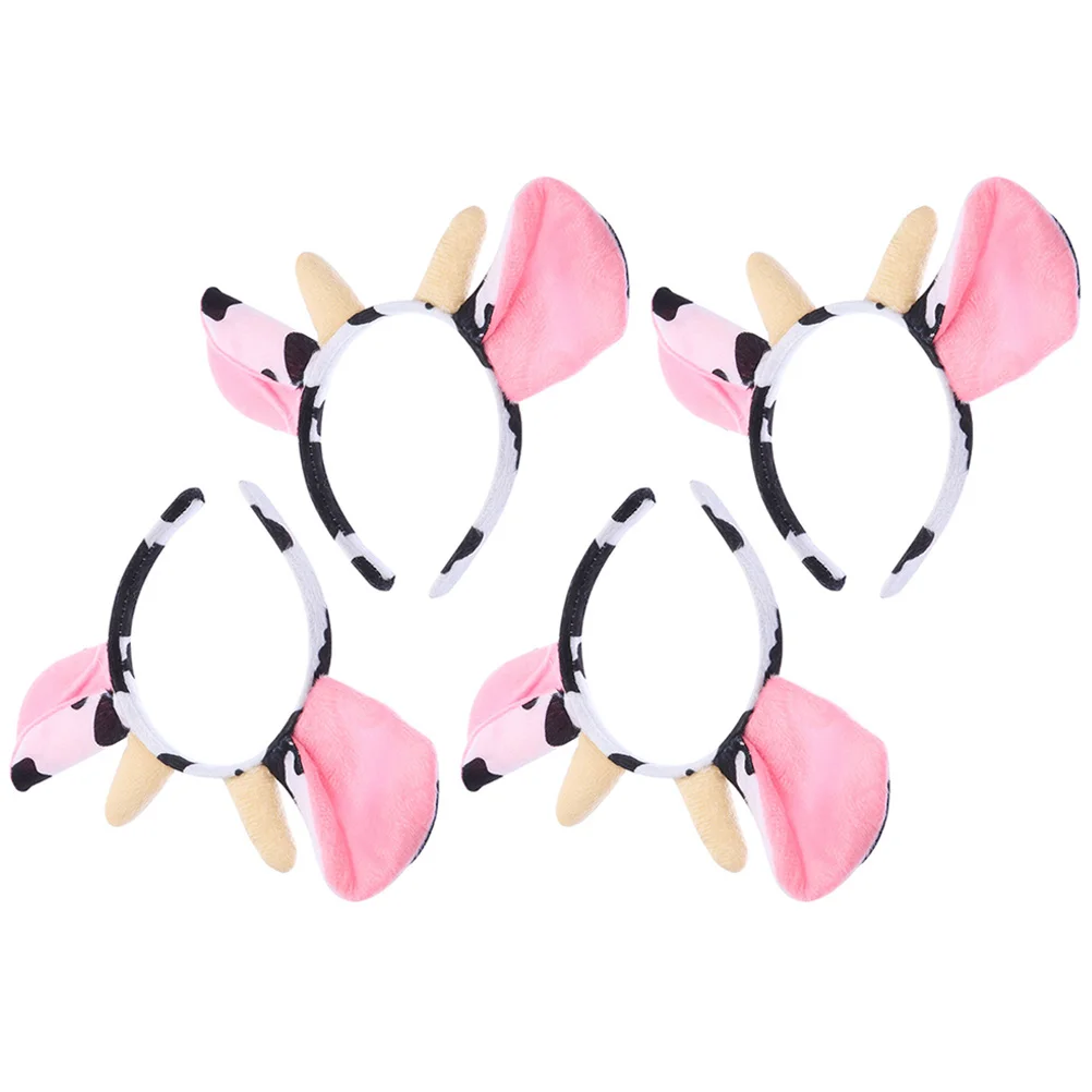 Decoración para el cabello para niños, diadema de animales con cabeza de vaca, decoraciones para el baño, oreja de dibujos animados encantadora, rosa para niños