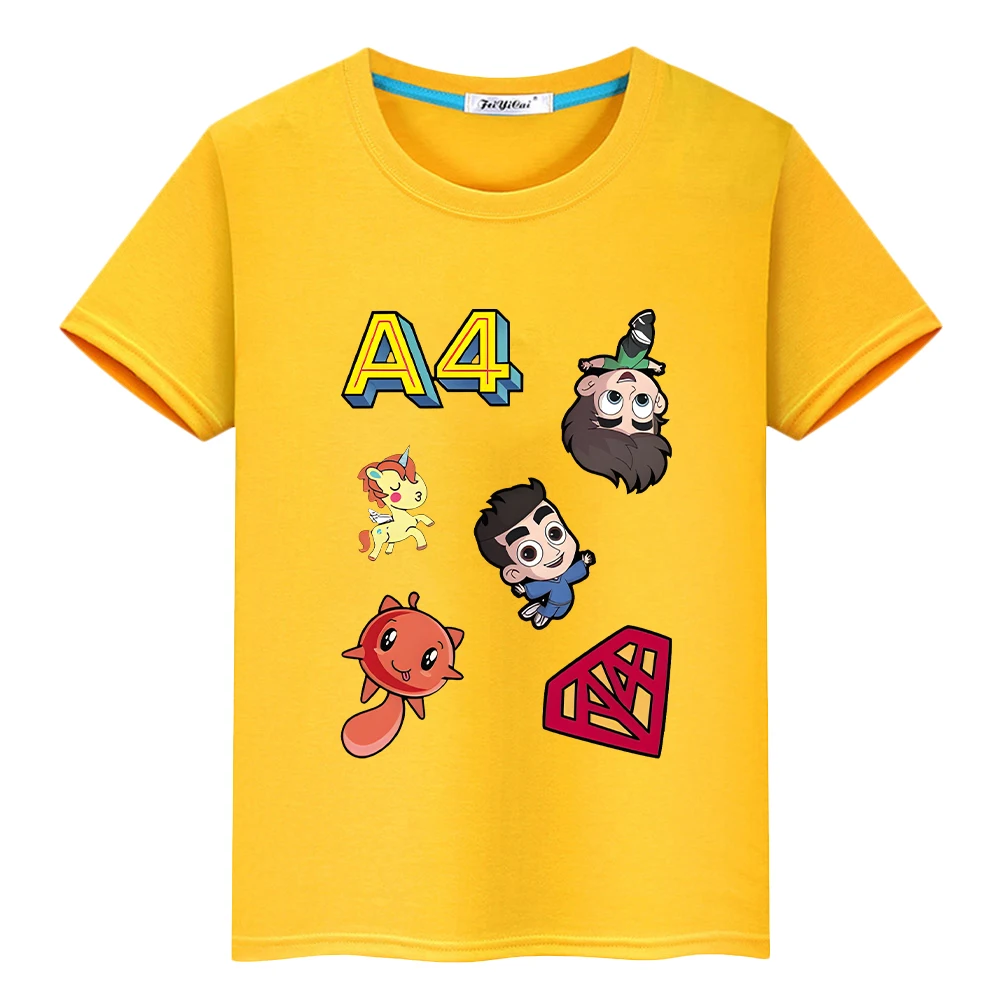 Merch A4 Print T-shirt 100% Cotton anime Tees boys Short y2k one piece Влад Бумага А4 Kawaii Tops pride tshirt kids clothes girl