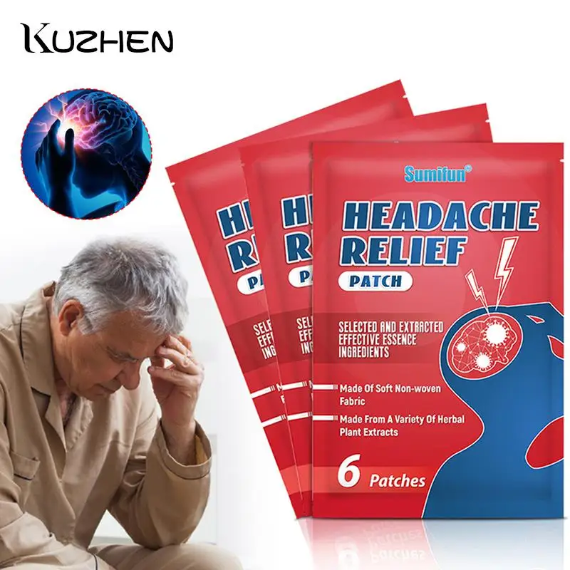 

6 Pcs/Bag Of Headache Relief Patch To Treat Migraine Dizziness Pain Relief And And Head Sleep Ointment Relax