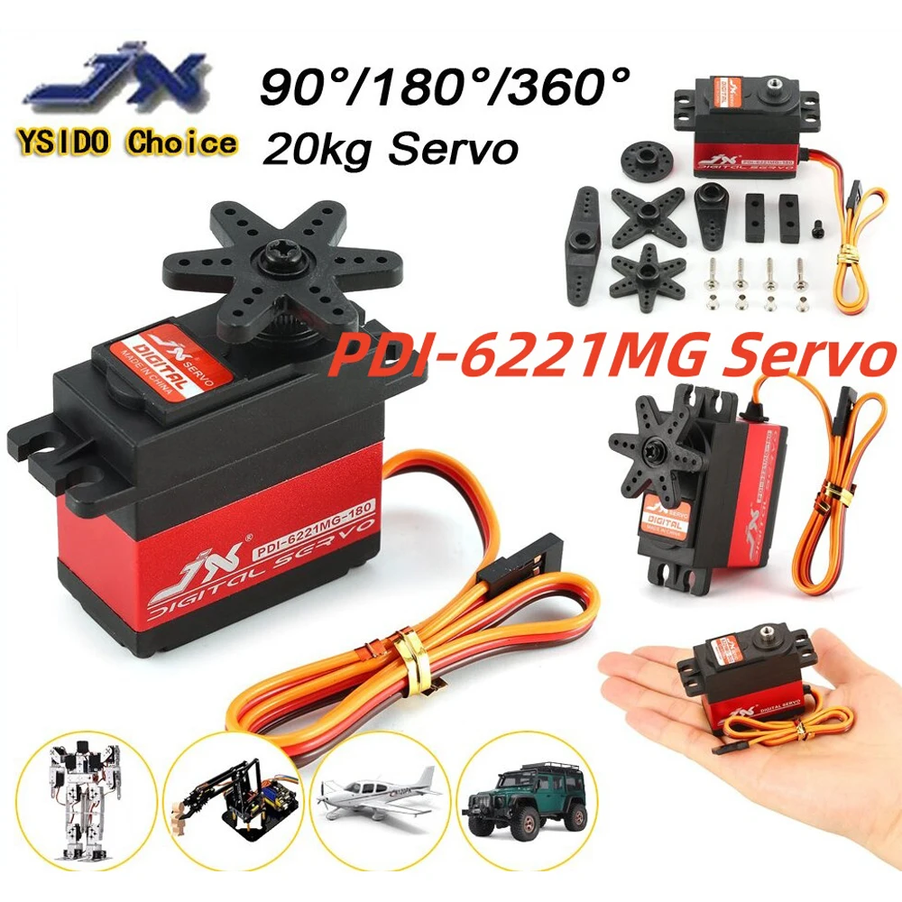 JX PDI-6221MG 20KG 180 °   360 °   連続回転高精度メタルギアデジタル標準サーボ 1/8 1/10 RC カーロボット用