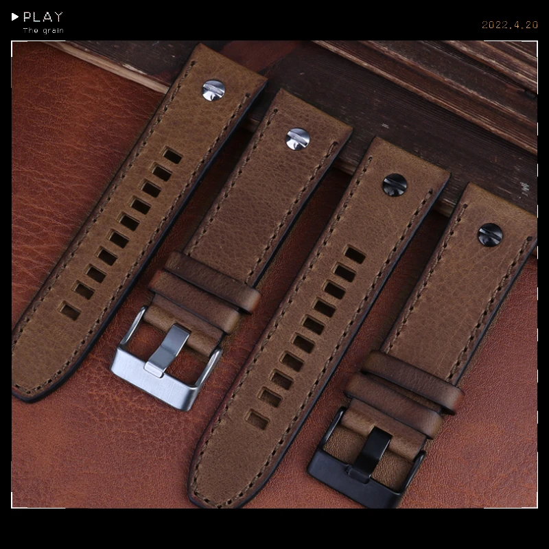 For Diesel watch band DZ7413 DZ4318 DZ4343 DZ4323 DZ4476 vintage Genuine leather Retro brown strap men accessories 24mm 26mm 28m